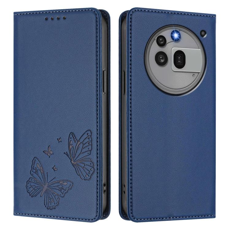 For Nothing Phone 3a Pro Strong Magnetic Dual Butterfly RFID Vegan Leather Phone Case