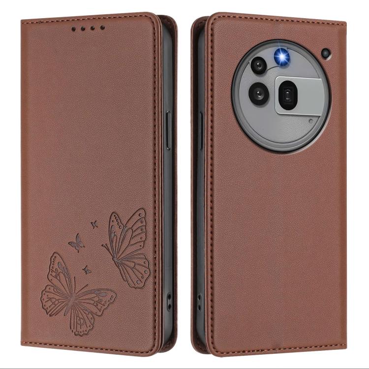 For Nothing Phone 3a Pro Strong Magnetic Dual Butterfly RFID Vegan Leather Phone Case