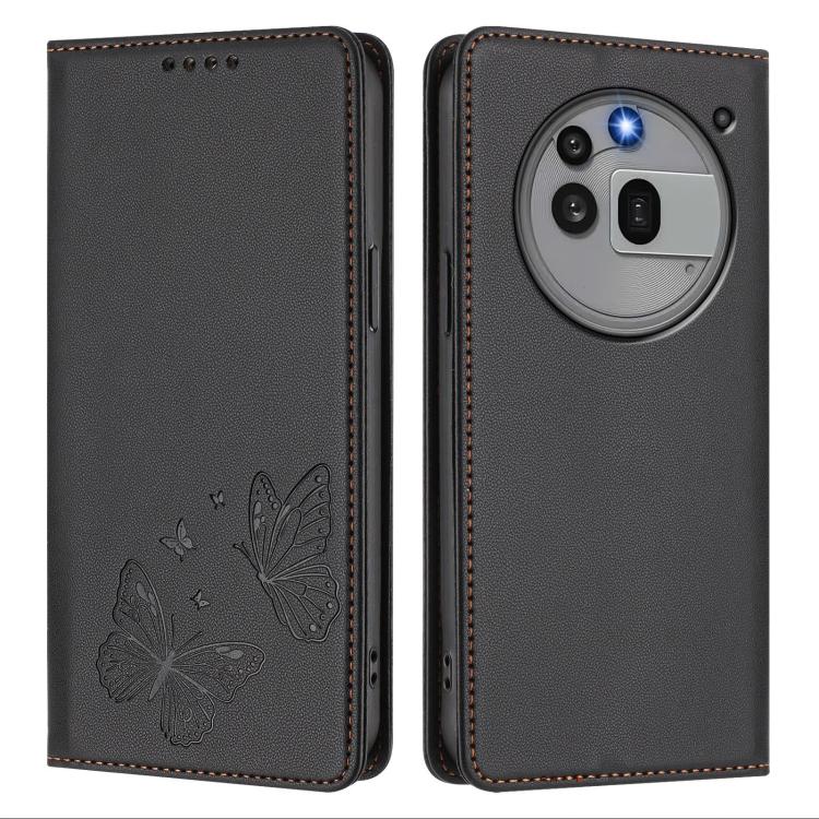 For Nothing Phone 3a Pro Strong Magnetic Dual Butterfly RFID Vegan Leather Phone Case
