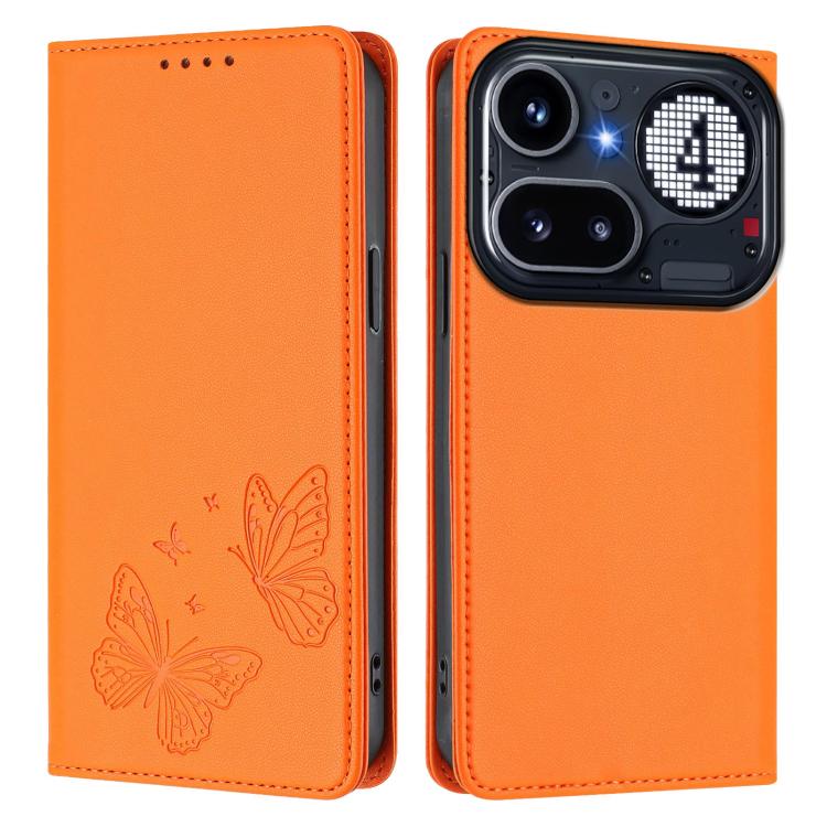 For Nothing Phone 4a Pro Strong Magnetic Dual Butterfly RFID Vegan Leather Phone Case
