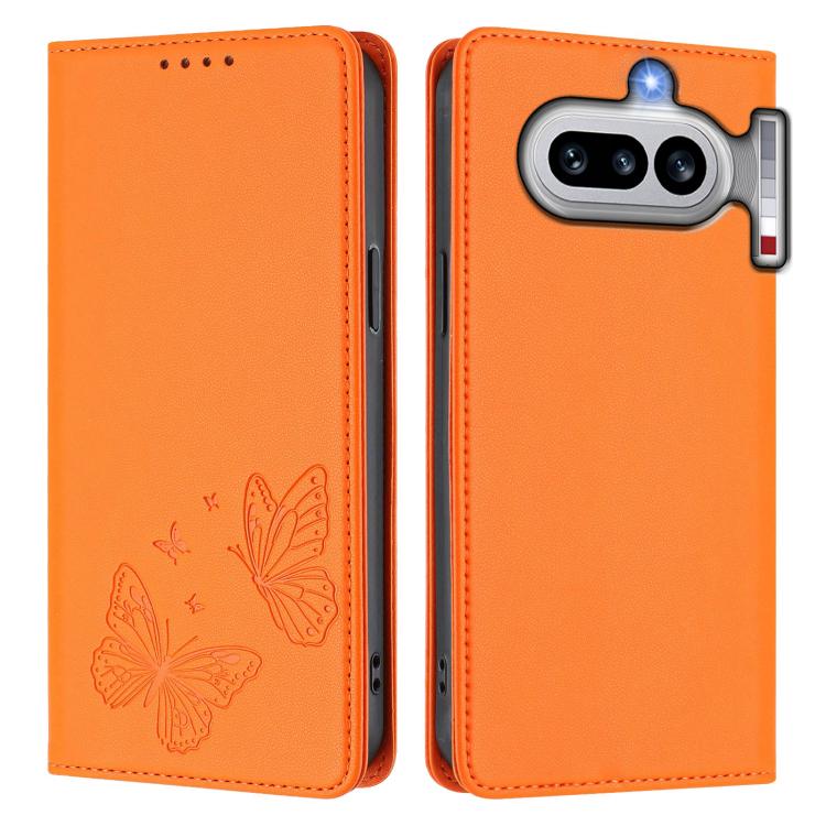 For Nothing Phone 4a Strong Magnetic Dual Butterfly RFID Vegan Leather Phone Case