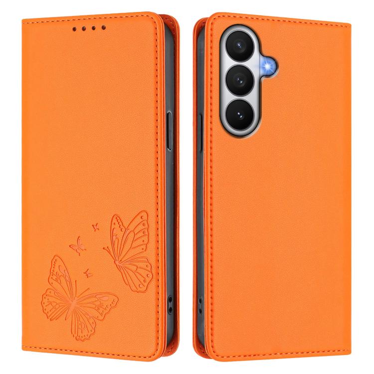 For Galaxy S26 5G Strong Magnetic Dual Butterfly RFID Vegan Leather Phone Case