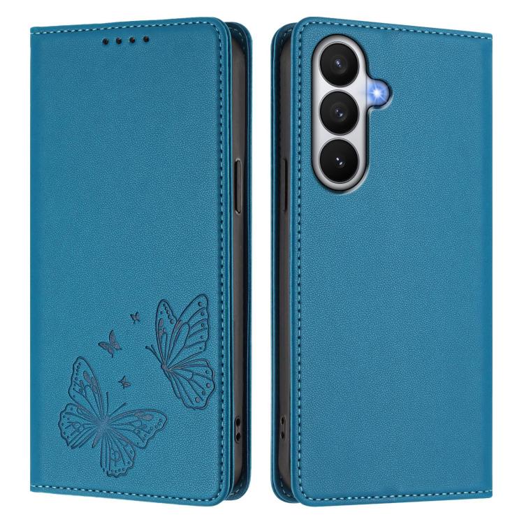 For Galaxy S26 5G Strong Magnetic Dual Butterfly RFID Vegan Leather Phone Case