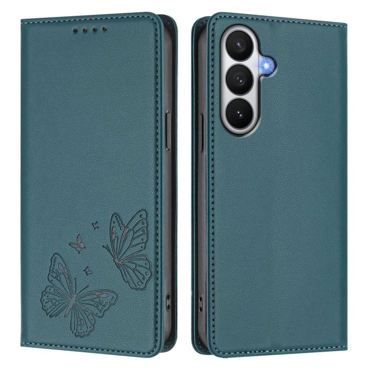 For Galaxy S26 5G Strong Magnetic Dual Butterfly RFID Vegan Leather Phone Case