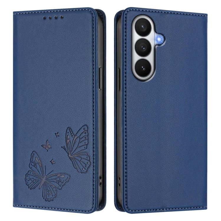 For Galaxy S26 5G Strong Magnetic Dual Butterfly RFID Vegan Leather Phone Case