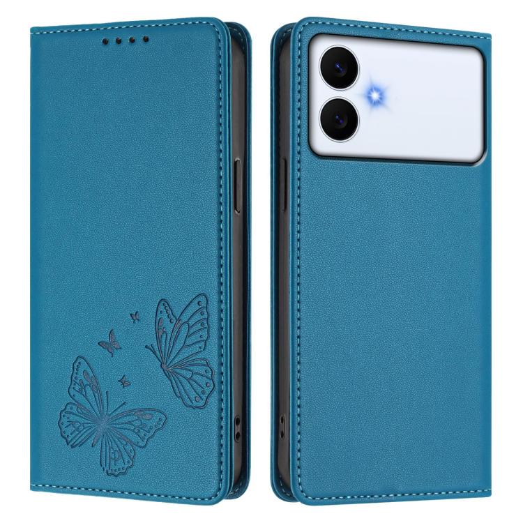 For Galaxy S26 Edge 5G Strong Magnetic Dual Butterfly RFID Vegan Leather Phone Case