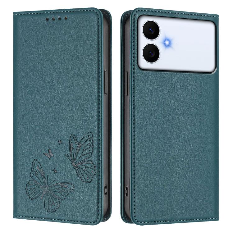 For Galaxy S26 Edge 5G Strong Magnetic Dual Butterfly RFID Vegan Leather Phone Case