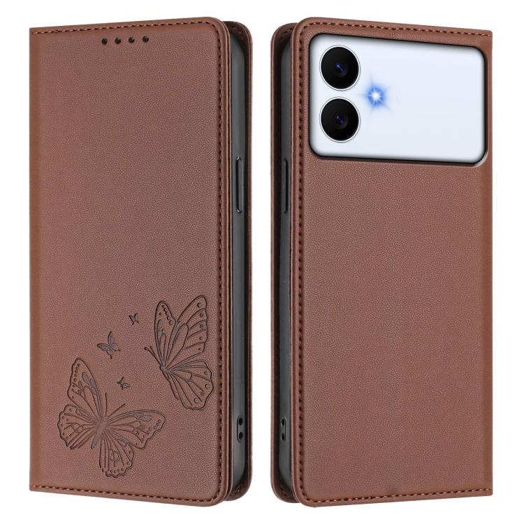 For Galaxy S26 Edge 5G Strong Magnetic Dual Butterfly RFID Vegan Leather Phone Case