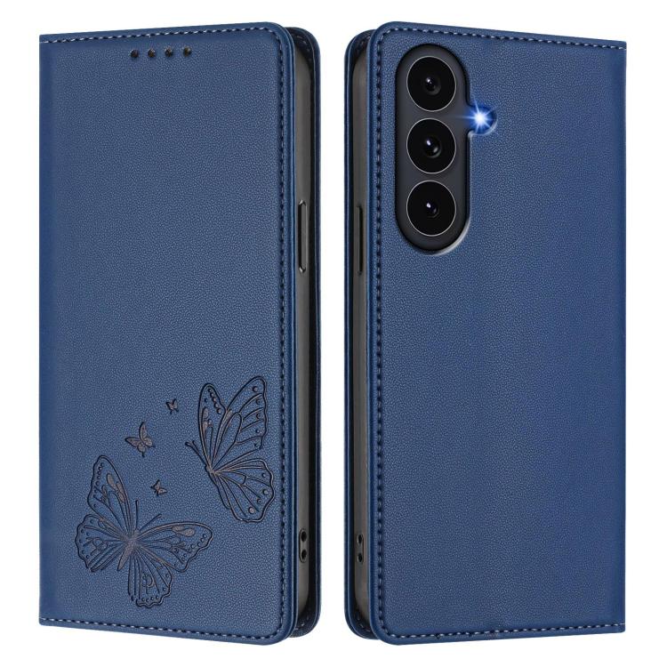 For Galaxy S25 FE 5G Strong Magnetic Dual Butterfly RFID Vegan Leather Phone Case