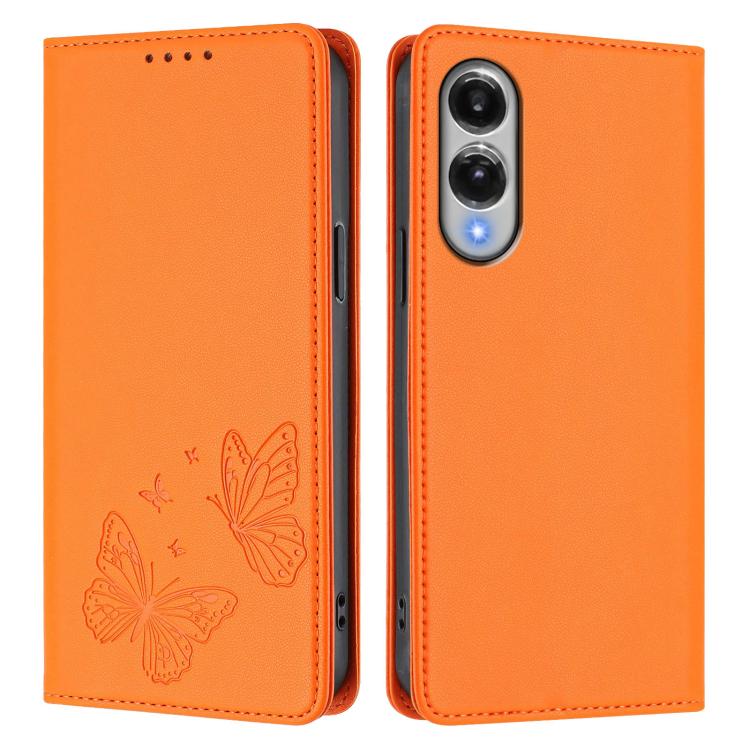 For Galaxy S25 Edge 5G Strong Magnetic Dual Butterfly RFID Vegan Leather Phone Case