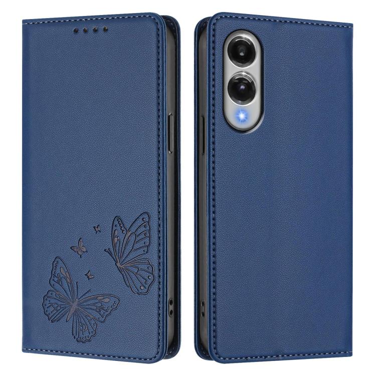 For Galaxy S25 Edge 5G Strong Magnetic Dual Butterfly RFID Vegan Leather Phone Case
