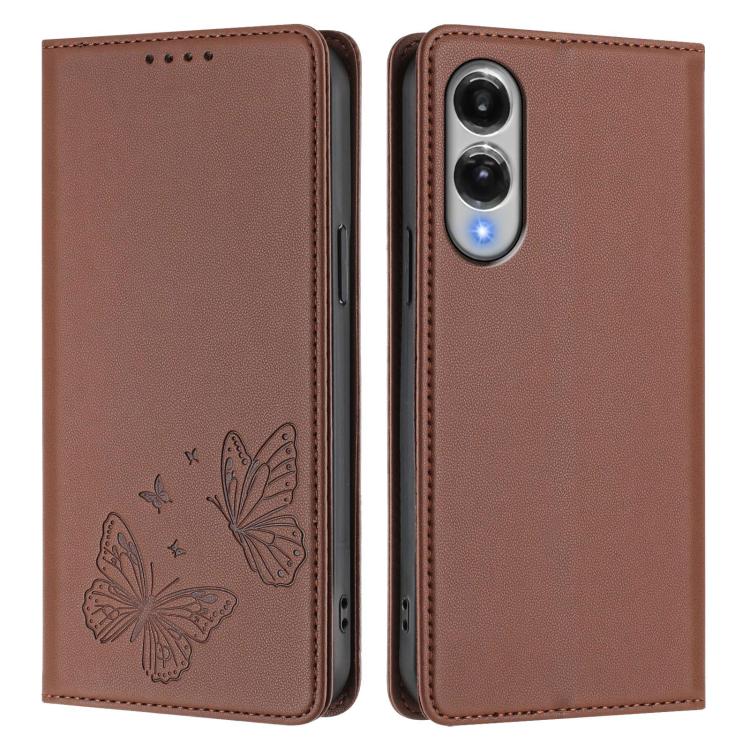 For Galaxy S25 Edge 5G Strong Magnetic Dual Butterfly RFID Vegan Leather Phone Case