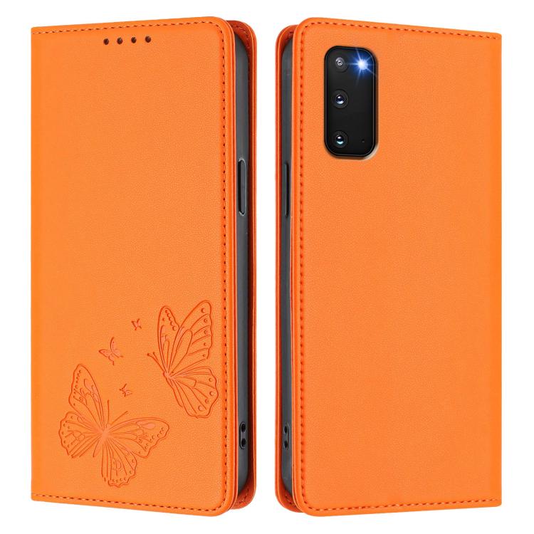 For Samsung Galaxy S20 FE Strong Magnetic Dual Butterfly RFID Vegan Leather Phone Case