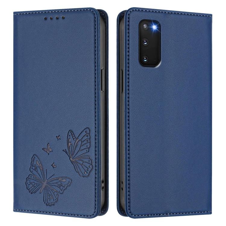For Samsung Galaxy S20 FE Strong Magnetic Dual Butterfly RFID Vegan Leather Phone Case