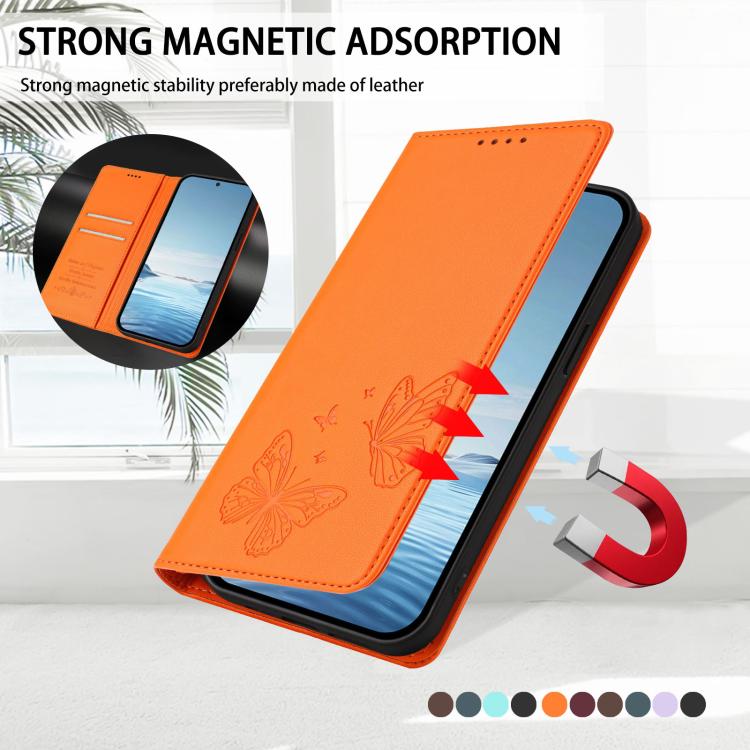 For Galaxy Note20 Strong Magnetic Dual Butterfly RFID Vegan Leather Phone Case