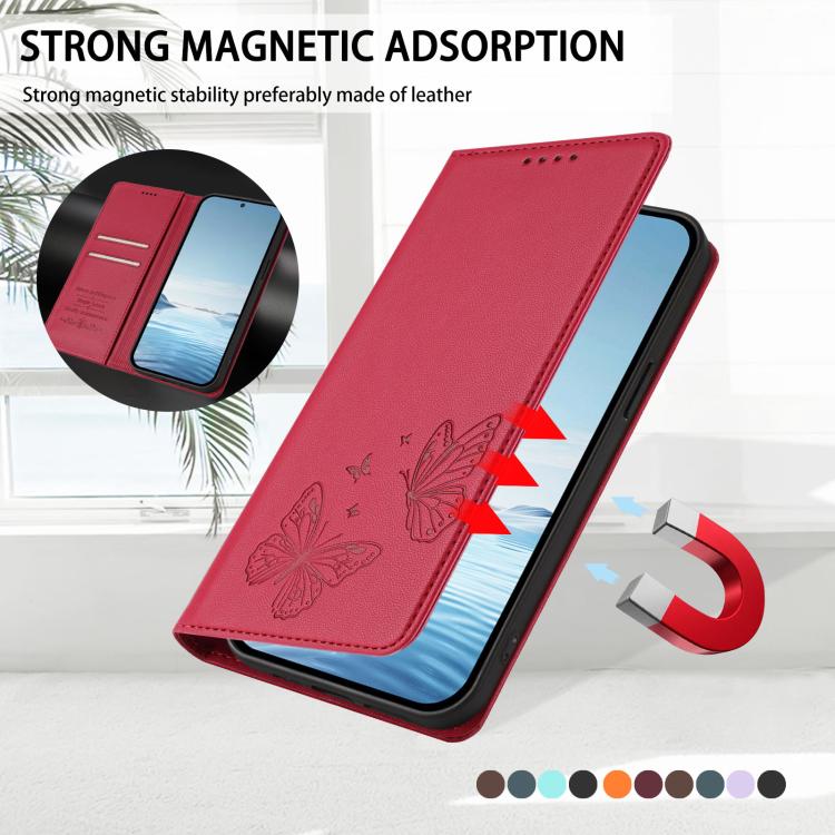 For Galaxy Note20 Strong Magnetic Dual Butterfly RFID Vegan Leather Phone Case