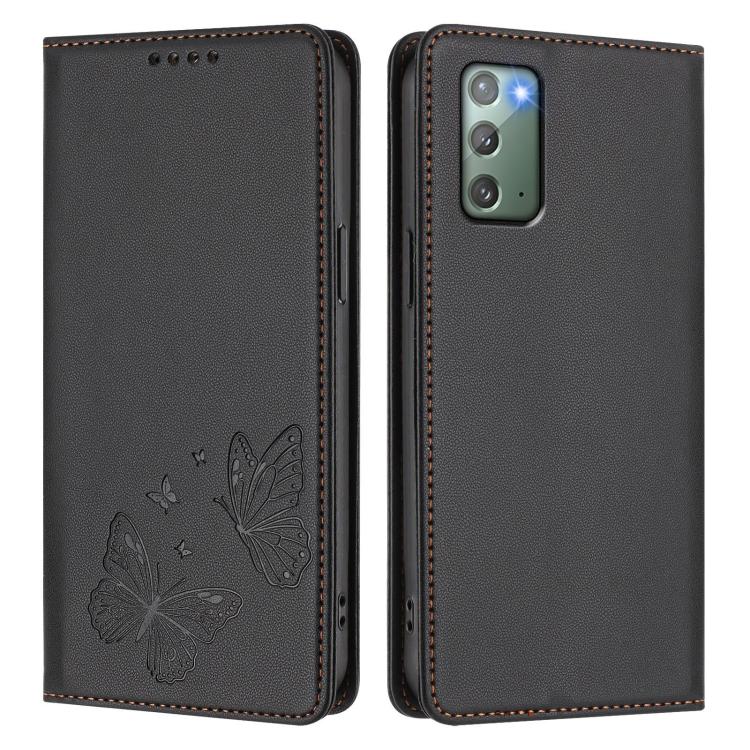 For Galaxy Note20 Strong Magnetic Dual Butterfly RFID Vegan Leather Phone Case