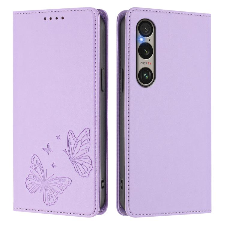 For Sony Xperia 1 VI Strong Magnetic Dual Butterfly RFID Vegan Leather Phone Case