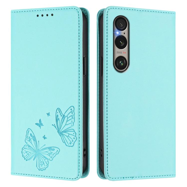 For Sony Xperia 1 VI Strong Magnetic Dual Butterfly RFID Vegan Leather Phone Case