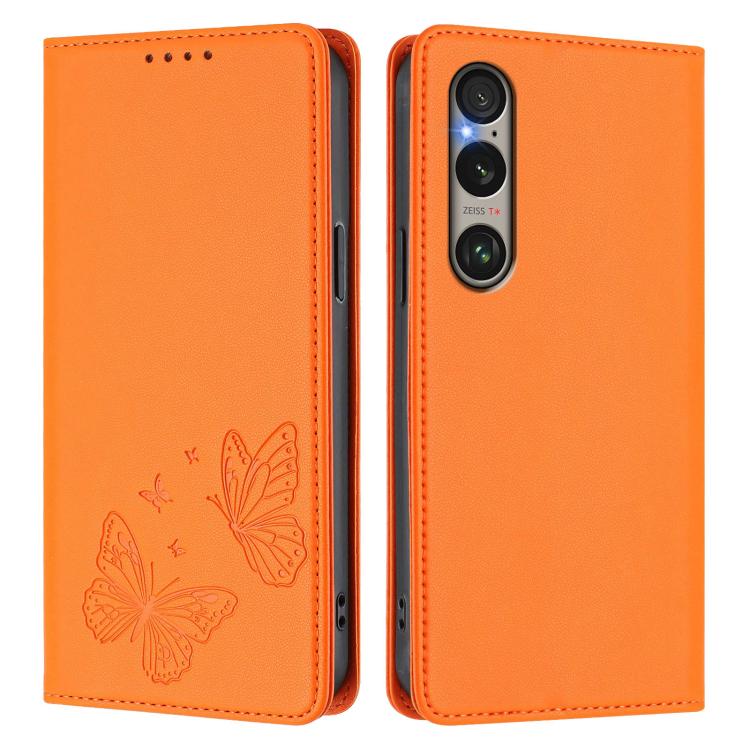 For Sony Xperia 1 VI Strong Magnetic Dual Butterfly RFID Vegan Leather Phone Case