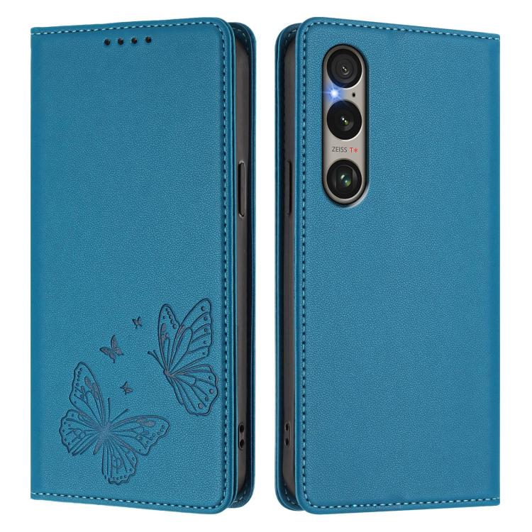 For Sony Xperia 1 VI Strong Magnetic Dual Butterfly RFID Vegan Leather Phone Case