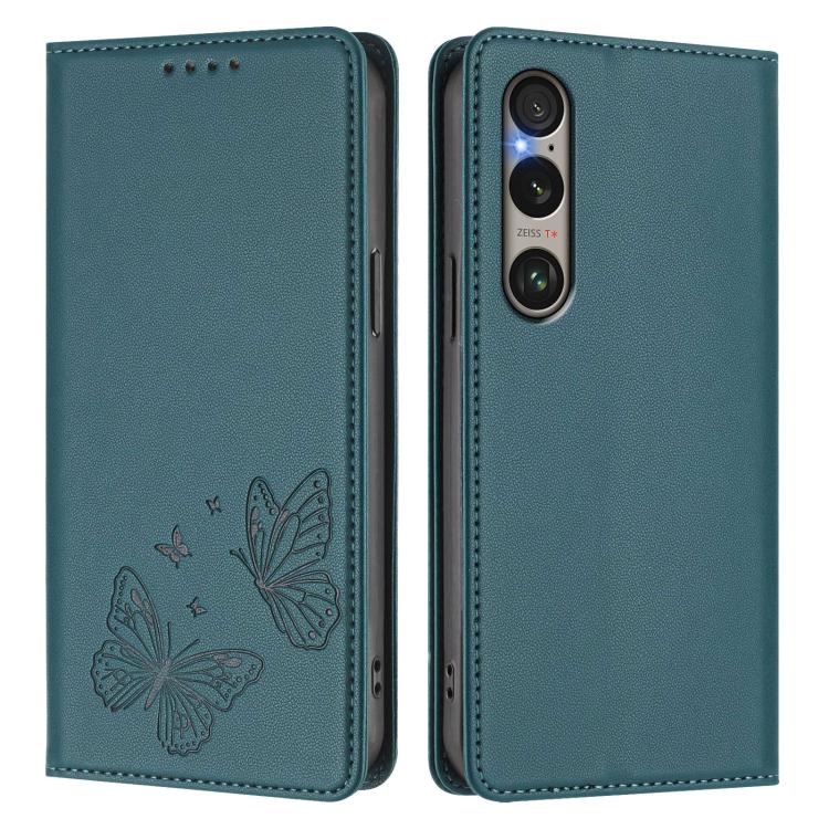 For Sony Xperia 1 VI Strong Magnetic Dual Butterfly RFID Vegan Leather Phone Case