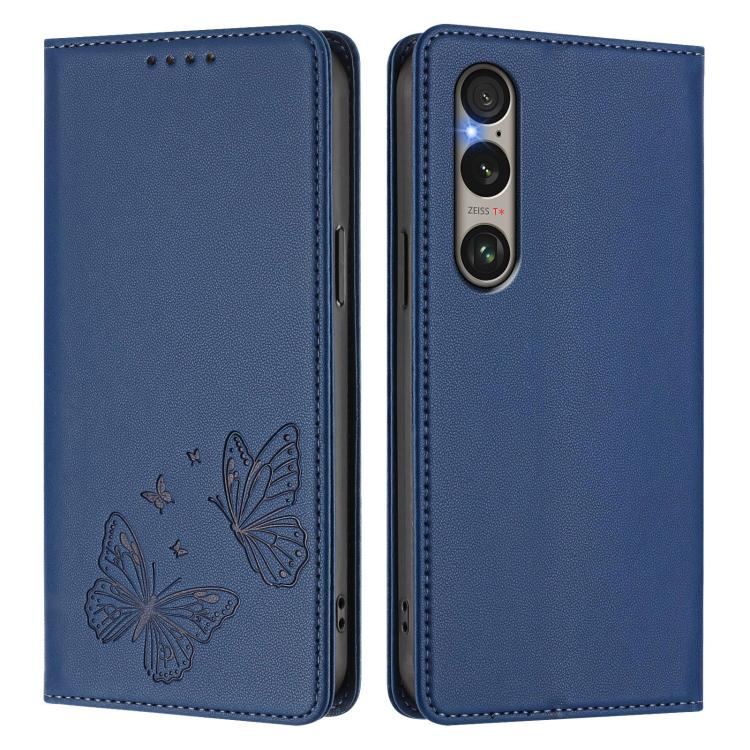 For Sony Xperia 1 VI Strong Magnetic Dual Butterfly RFID Vegan Leather Phone Case