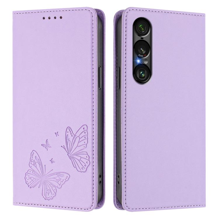 For Sony Xperia 1 VII Strong Magnetic Dual Butterfly RFID Vegan Leather Phone Case