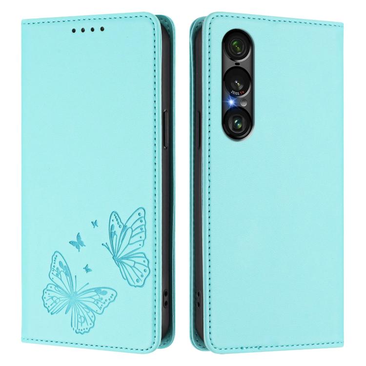 For Sony Xperia 1 VII Strong Magnetic Dual Butterfly RFID Vegan Leather Phone Case