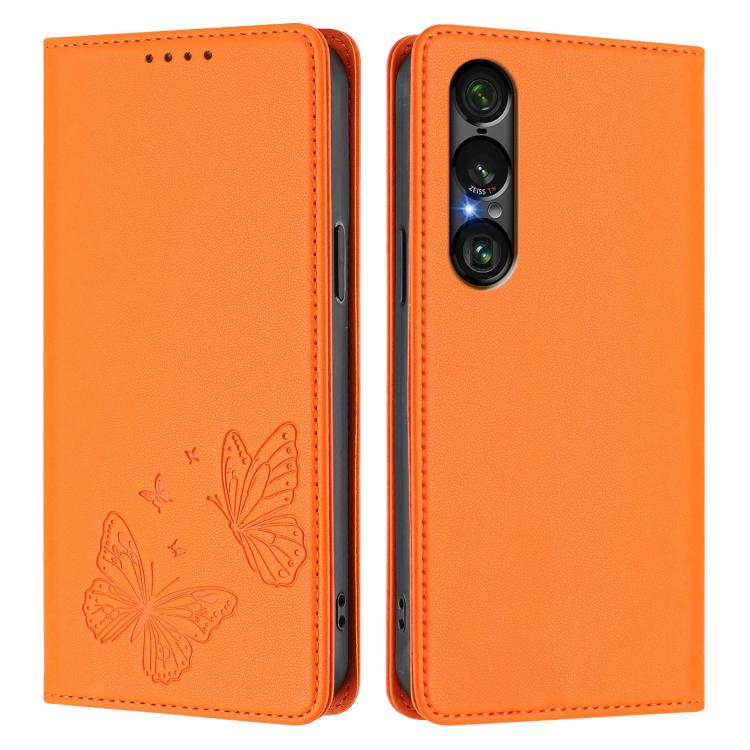 For Sony Xperia 1 VII Strong Magnetic Dual Butterfly RFID Vegan Leather Phone Case
