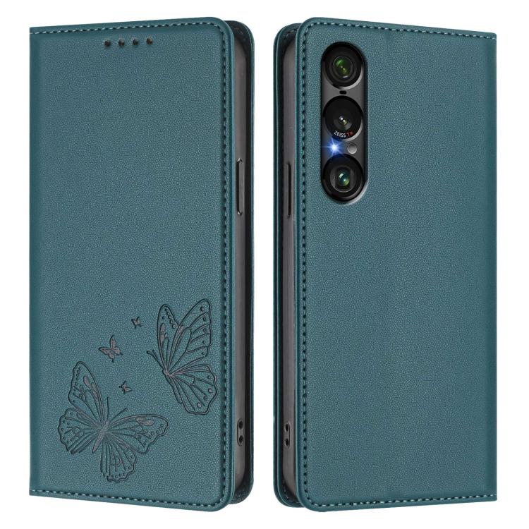 For Sony Xperia 1 VII Strong Magnetic Dual Butterfly RFID Vegan Leather Phone Case