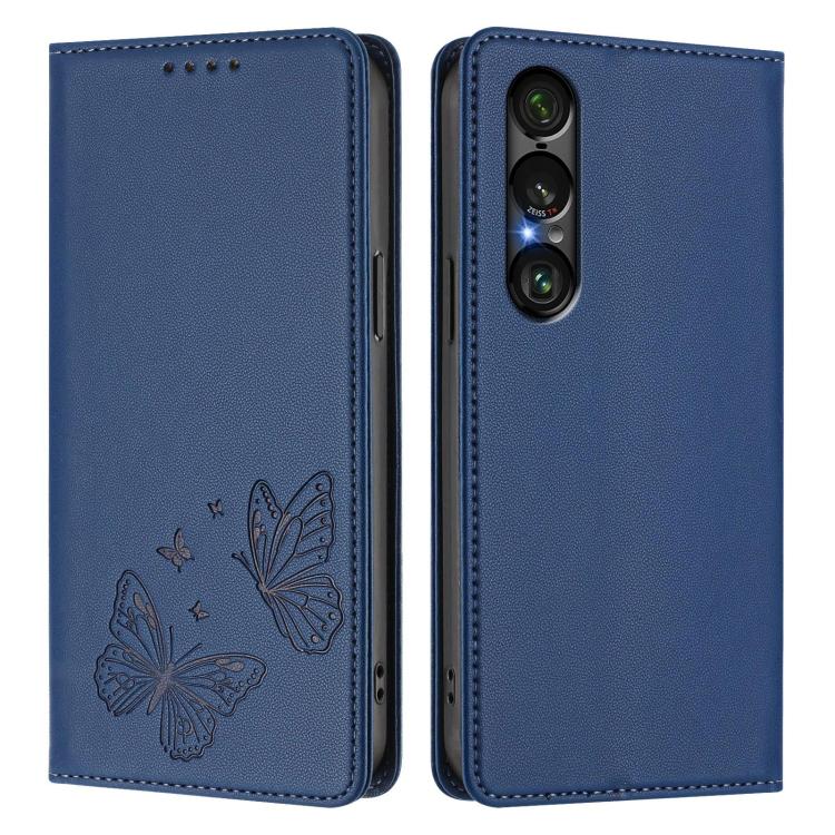 For Sony Xperia 1 VII Strong Magnetic Dual Butterfly RFID Vegan Leather Phone Case