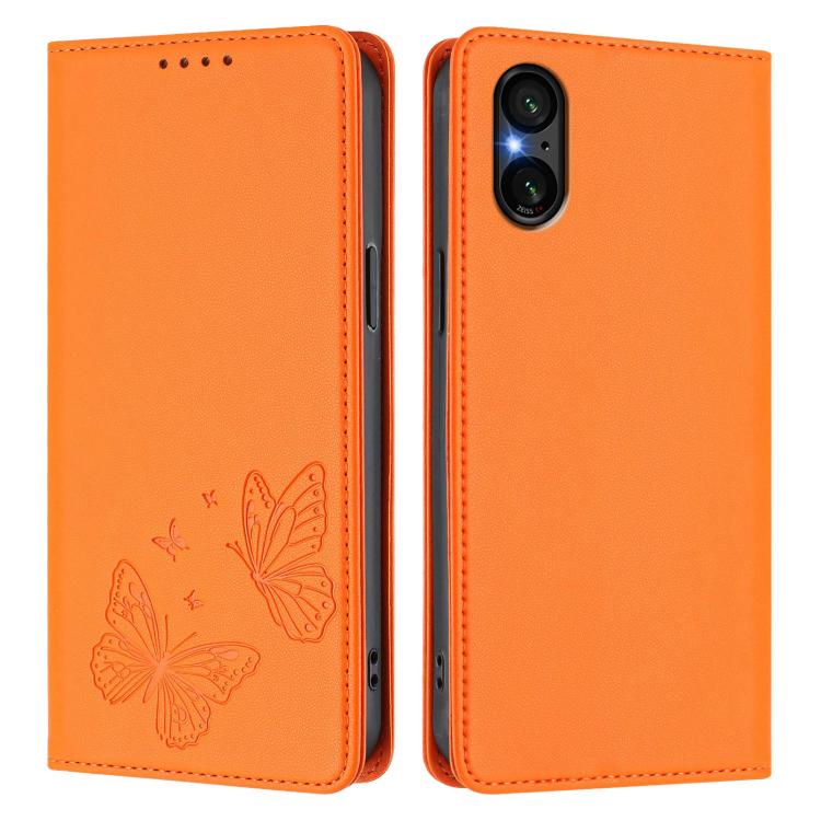 For Sony Xperia 5 V Strong Magnetic Dual Butterfly RFID Vegan Leather Phone Case