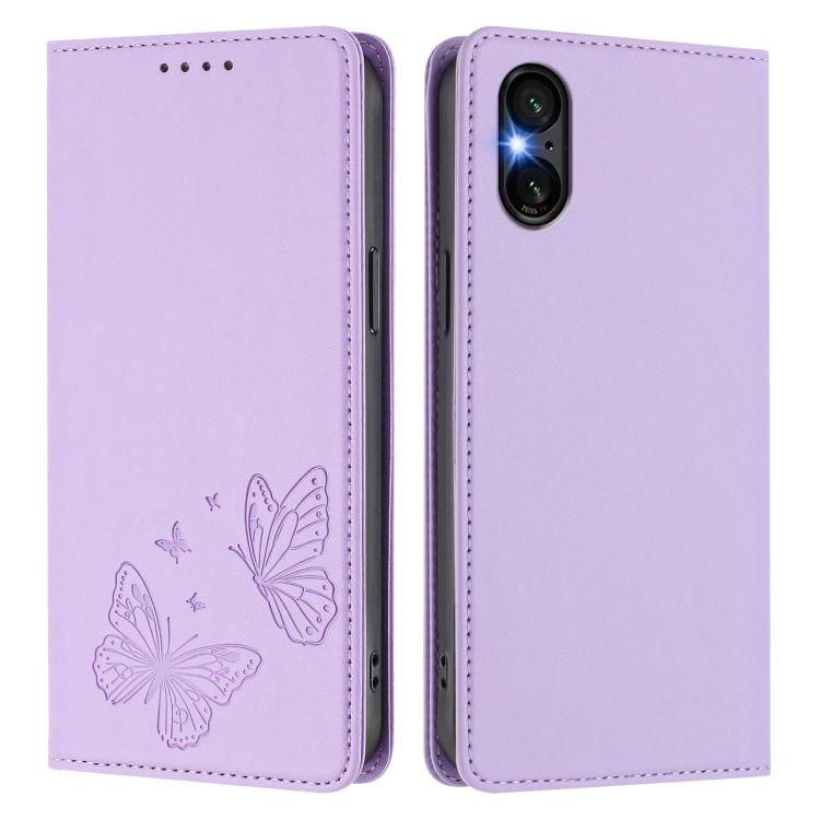 For Sony Xperia 5 VI Strong Magnetic Dual Butterfly RFID Vegan Leather Phone Case