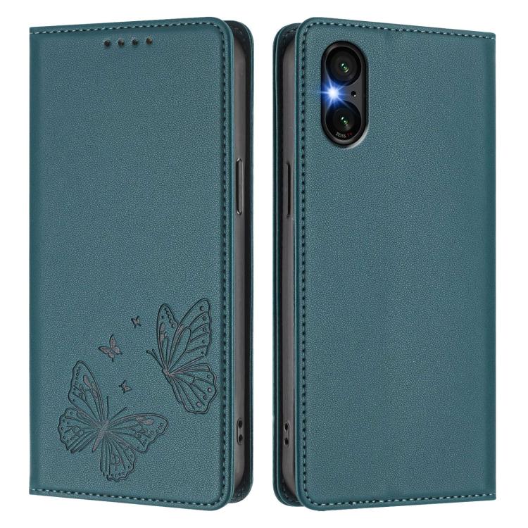 For Sony Xperia 5 VI Strong Magnetic Dual Butterfly RFID Vegan Leather Phone Case