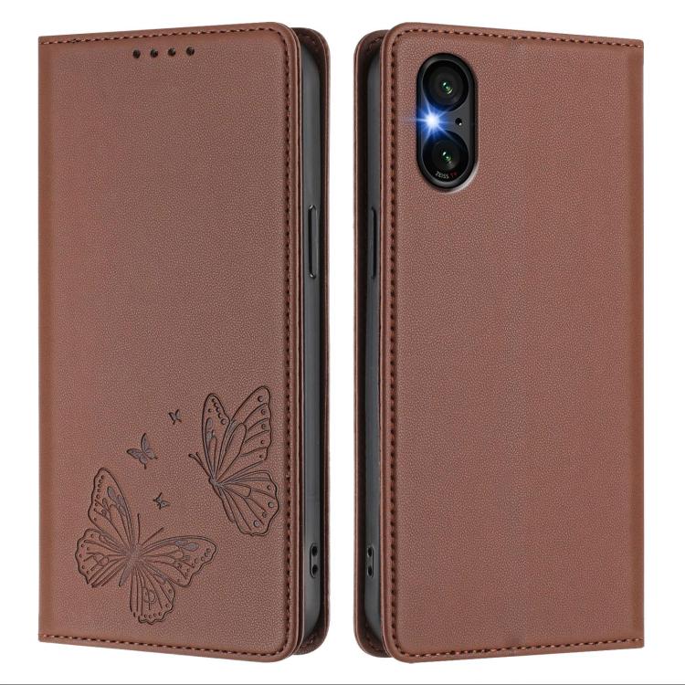For Sony Xperia 5 VI Strong Magnetic Dual Butterfly RFID Vegan Leather Phone Case