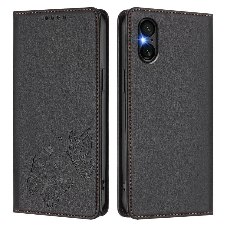 For Sony Xperia 5 VI Strong Magnetic Dual Butterfly RFID Vegan Leather Phone Case