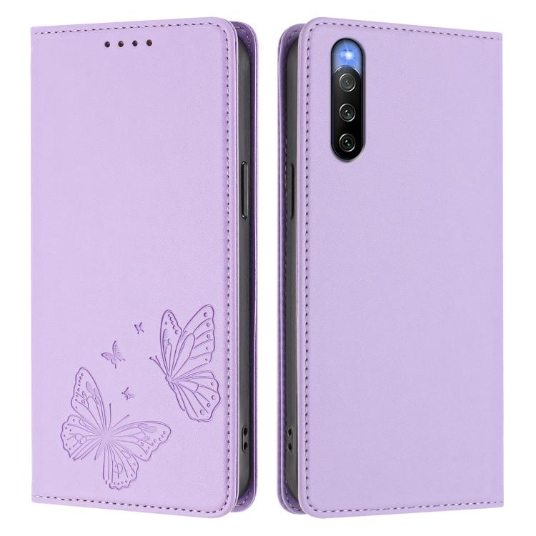 For Sony Xperia 10 V Strong Magnetic Dual Butterfly RFID Vegan Leather Phone Case