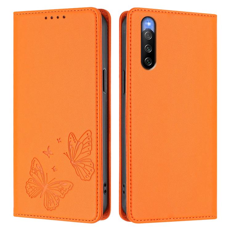 For Sony Xperia 10 V Strong Magnetic Dual Butterfly RFID Vegan Leather Phone Case