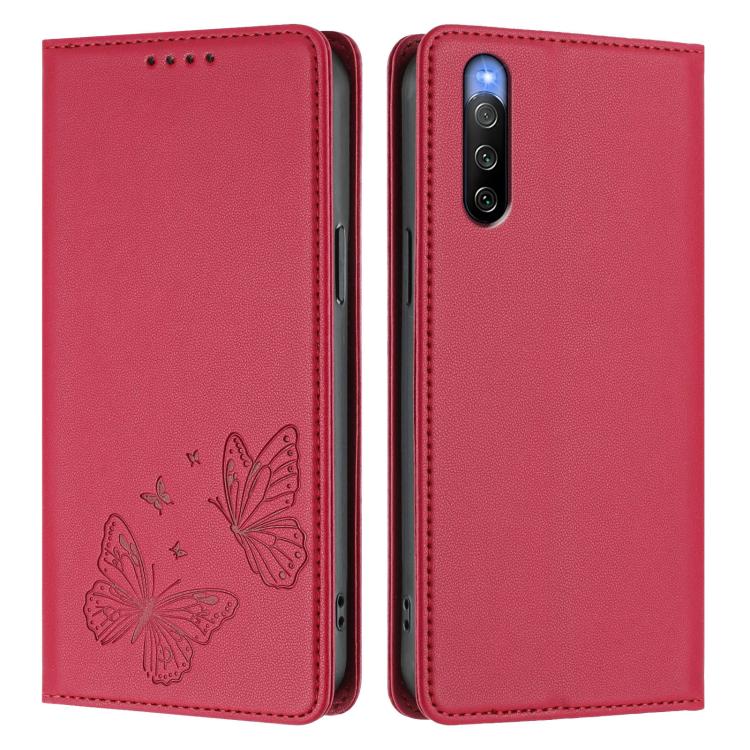 For Sony Xperia 10 V Strong Magnetic Dual Butterfly RFID Vegan Leather Phone Case