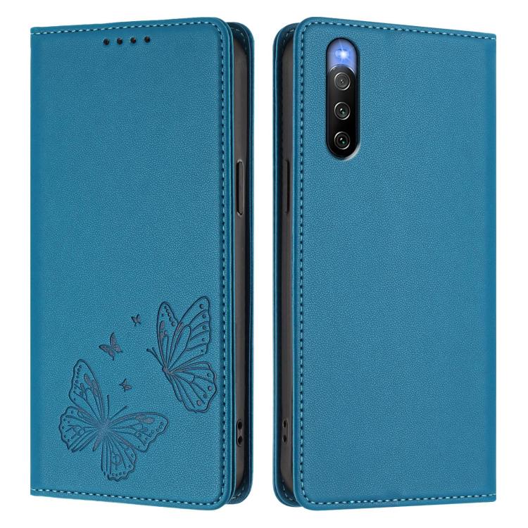 For Sony Xperia 10 V Strong Magnetic Dual Butterfly RFID Vegan Leather Phone Case