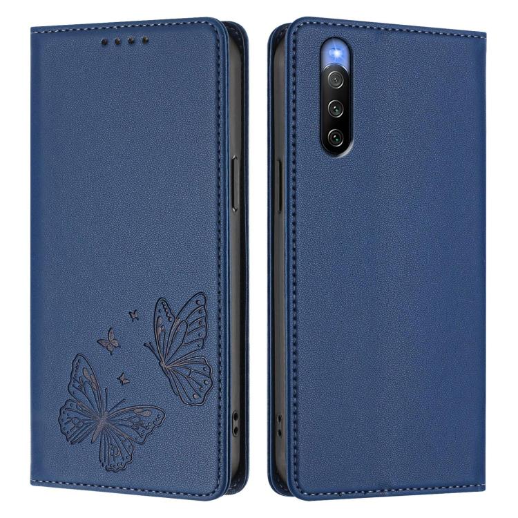 For Sony Xperia 10 V Strong Magnetic Dual Butterfly RFID Vegan Leather Phone Case