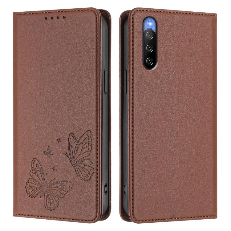 For Sony Xperia 10 V Strong Magnetic Dual Butterfly RFID Vegan Leather Phone Case