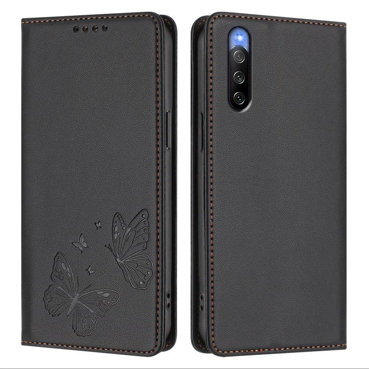 For Sony Xperia 10 V Strong Magnetic Dual Butterfly RFID Vegan Leather Phone Case