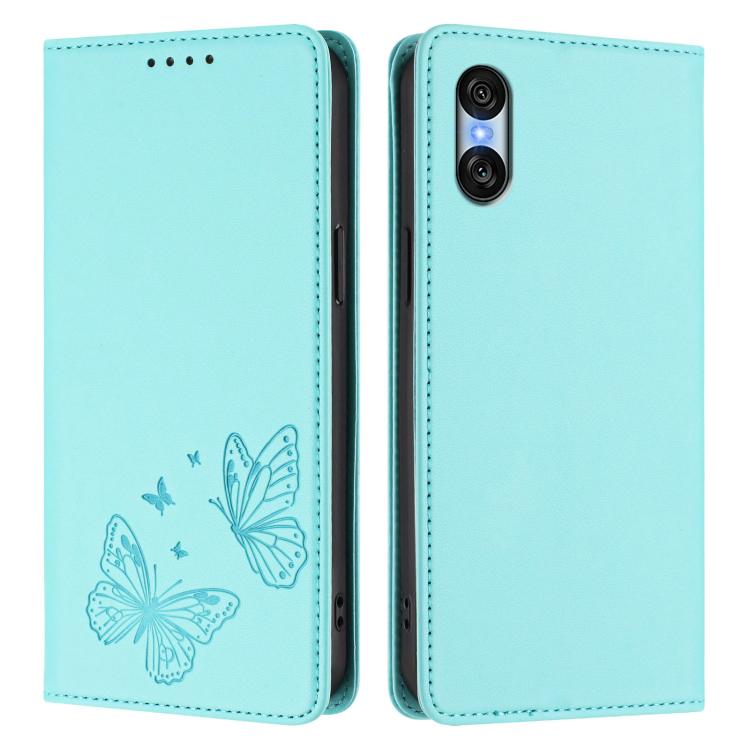 For Sony Xperia 10 VI Strong Magnetic Dual Butterfly RFID Vegan Leather Phone Case