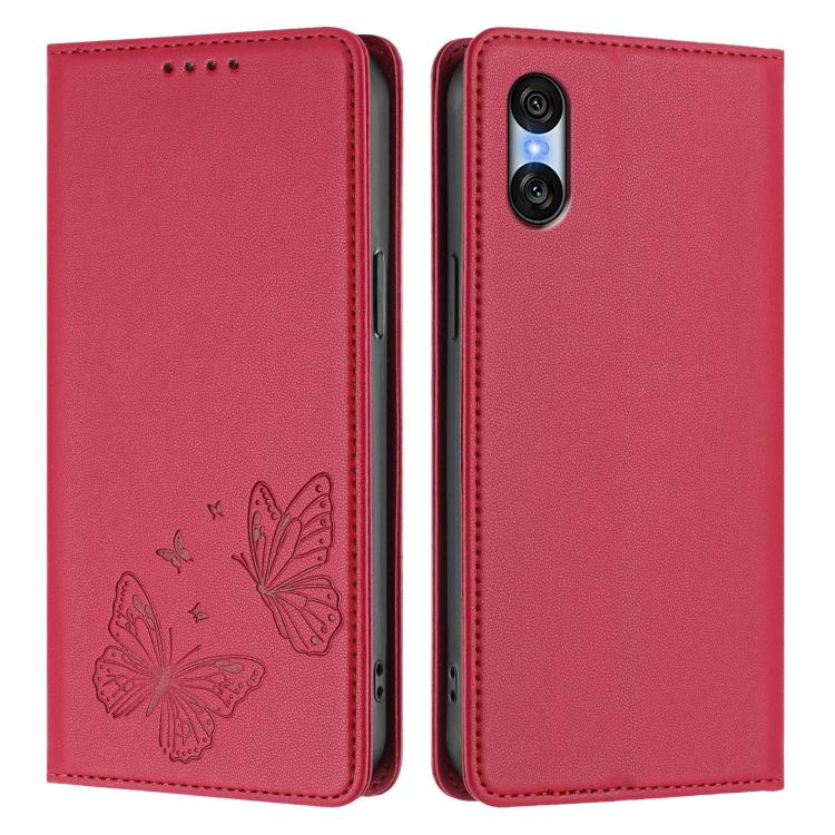 For Sony Xperia 10 VI Strong Magnetic Dual Butterfly RFID Vegan Leather Phone Case