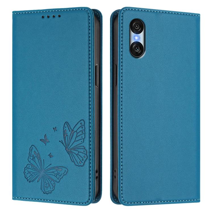 For Sony Xperia 10 VI Strong Magnetic Dual Butterfly RFID Vegan Leather Phone Case