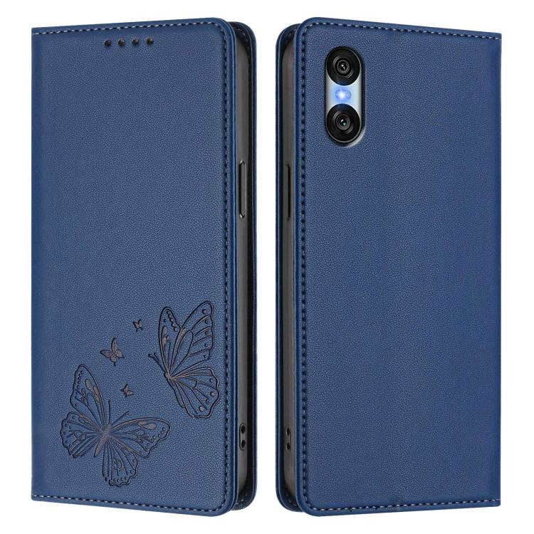For Sony Xperia 10 VI Strong Magnetic Dual Butterfly RFID Vegan Leather Phone Case
