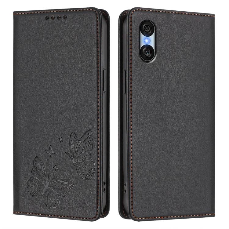 For Sony Xperia 10 VI Strong Magnetic Dual Butterfly RFID Vegan Leather Phone Case