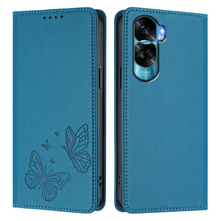For Honor 90 Lite / X50i 5G Strong Magnetic Dual Butterfly RFID Vegan Leather Phone Case